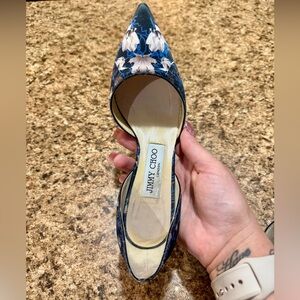 AUTHENTIC Jimmy Choo Addison Blue Floral D'Orsay Pumps - Size 35